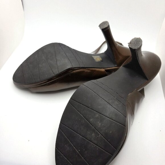 Brown Slingback PeepToe Heels - Picture 6 of 6